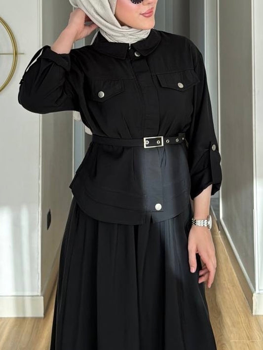 طقم جكيت و تنورة (اسود)