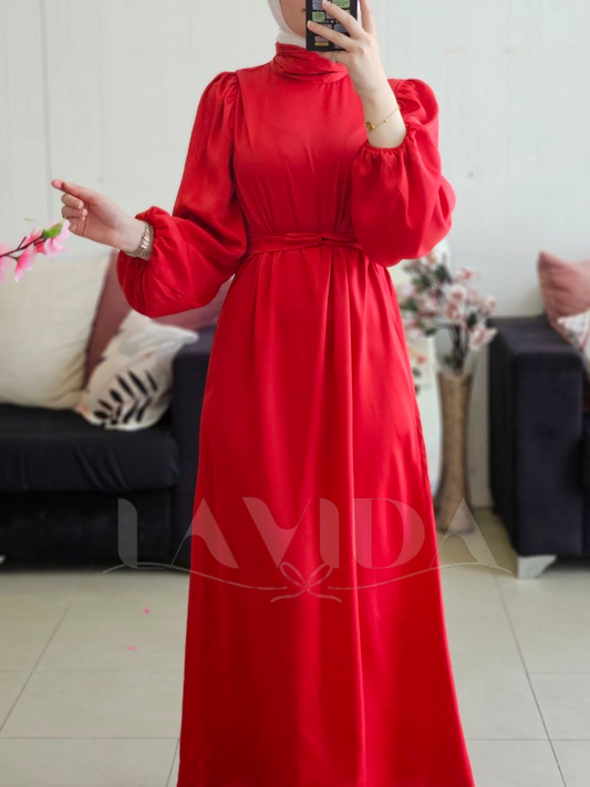 فستان ساتان يد نفخ