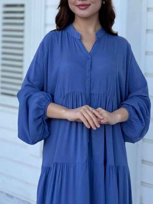 فستان فلو سادة (ازرق)