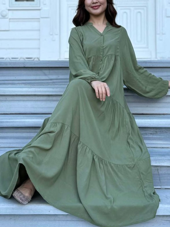 فستان فلو سادة (زيتي)