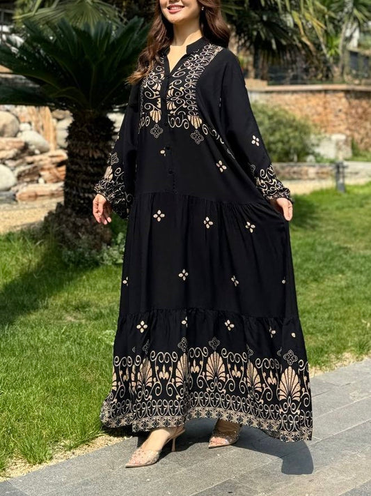 فستان فلو معرق اسود