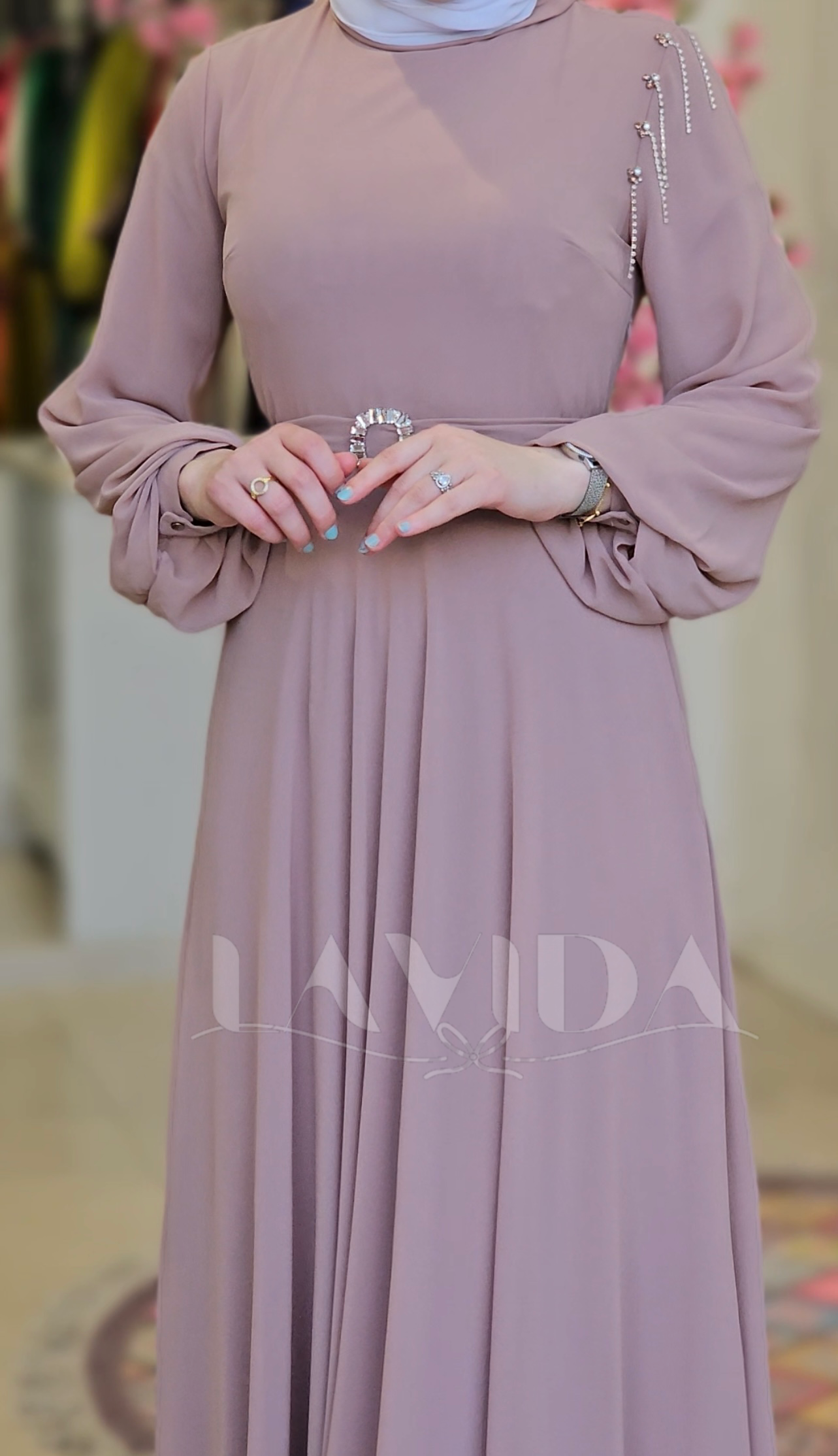 فستان ستراس عالكتف