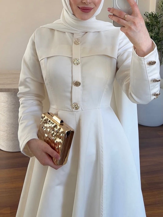 فستان ساتان جامد كلوش