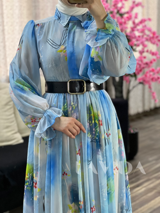 فستان مبطن مع حزام