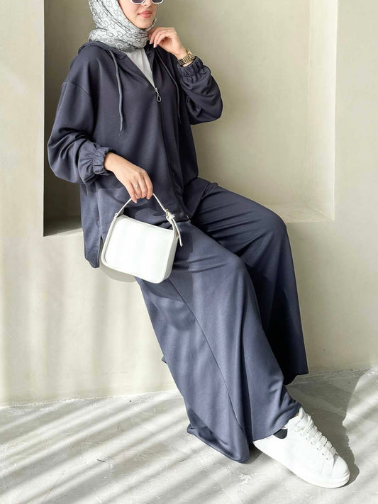 طقم بنطلون عريض مع جكيت (سكني)