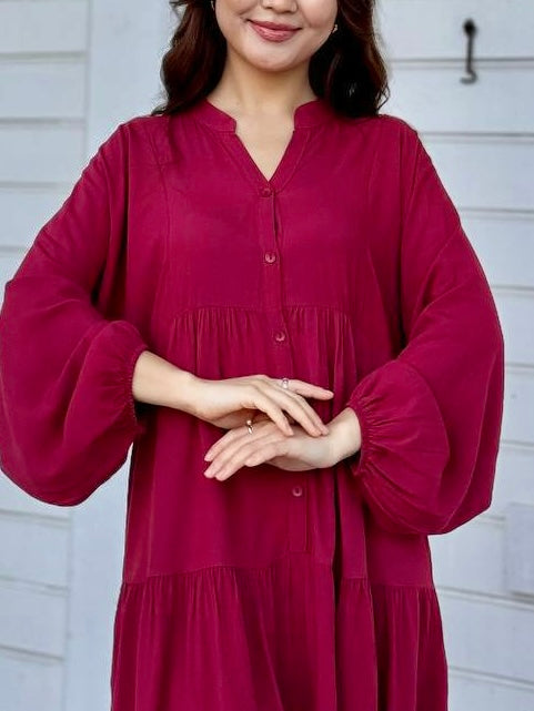 فستان فلو سادة (احمر)