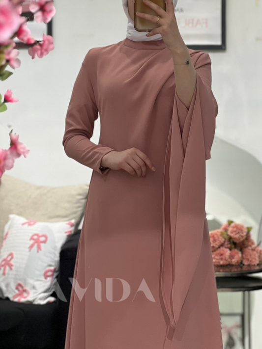 فستان مع ردة طويلة للخلف (زهر)