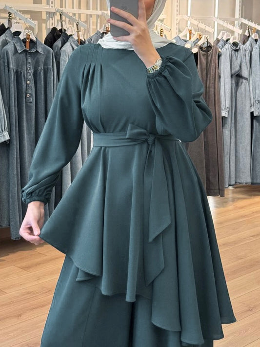 طقم بنطلون عريض و بلوز (جنزاري)