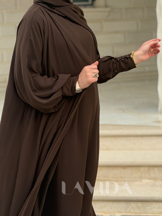 عباية شيفون كلوش (مع شال بنفس اللون هدية)