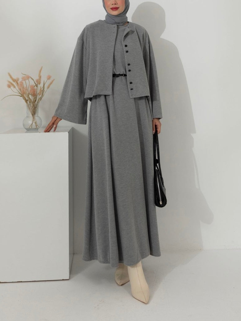 فستان مع جكيت (رمادي)