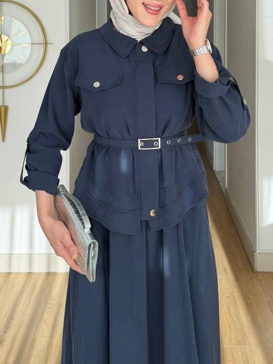 طقم جكيت و تنورة (بترولي)