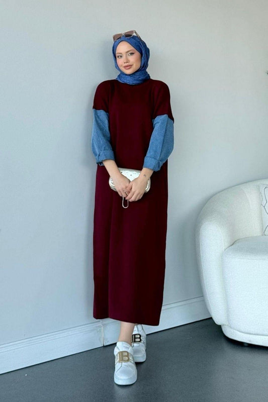 فستان مصوف وجينز