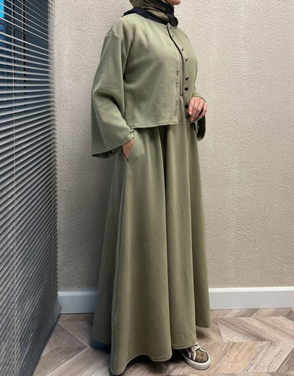فستان مع جكيت (زيتي)