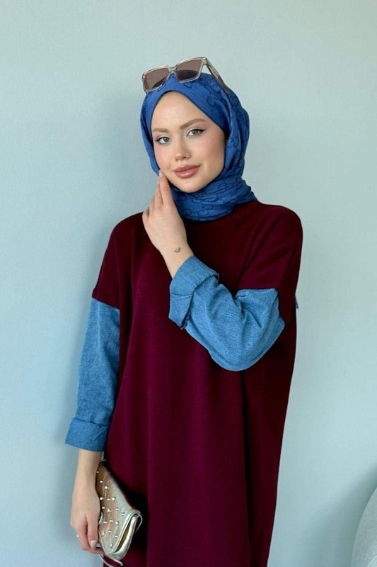 فستان مصوف وجينز