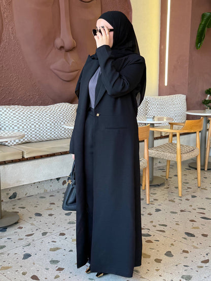 طقم جكيت رسمي طويل مع بنطلون "اسود"