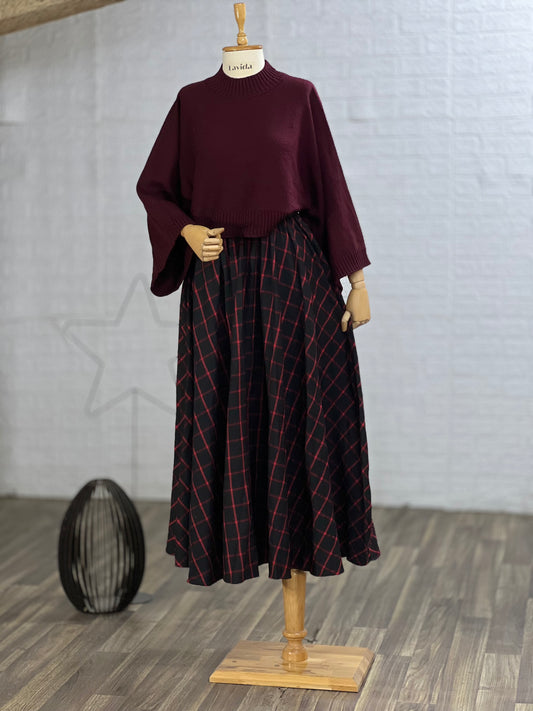 طقم تنورة و بلوز (برغندي)