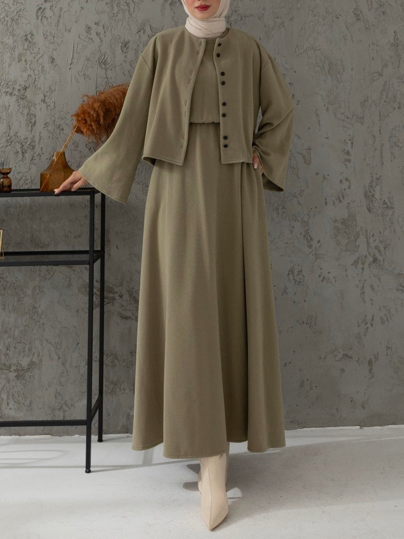 فستان مع جكيت (زيتي)