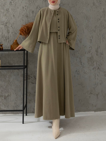 فستان مع جكيت (زيتي)