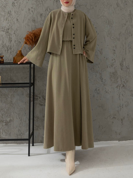 فستان مع جكيت (زيتي)