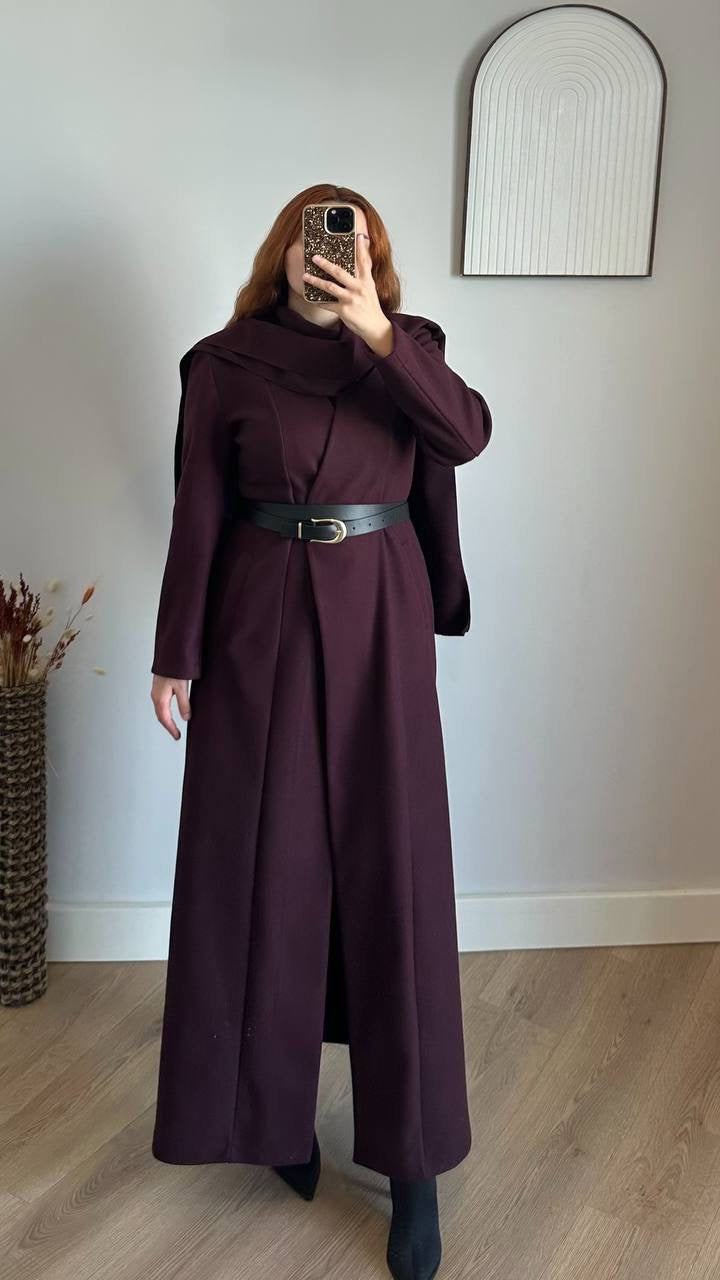 جكيت مع سكارف وحزام