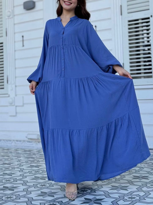 فستان فلو سادة (ازرق)