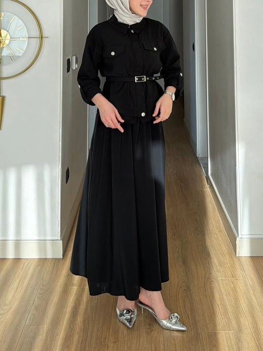 طقم جكيت و تنورة (اسود)