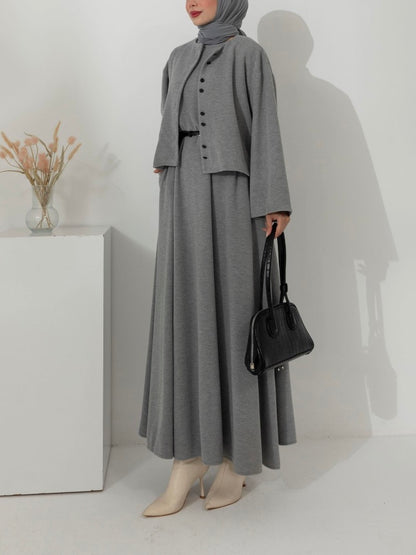فستان مع جكيت (رمادي)