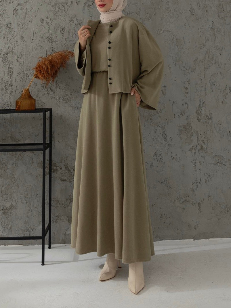 فستان مع جكيت (زيتي)