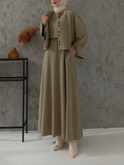 فستان مع جكيت (زيتي)