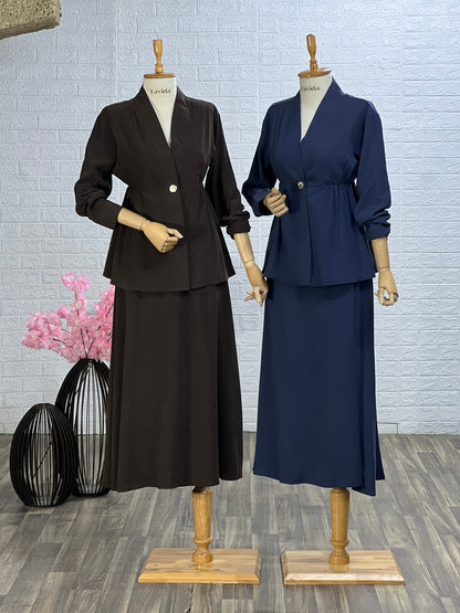 طقم جكيت و تنورة بترولي