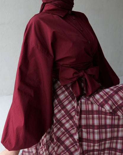 طقم قطعتين قميص و تنورة (برجندي)