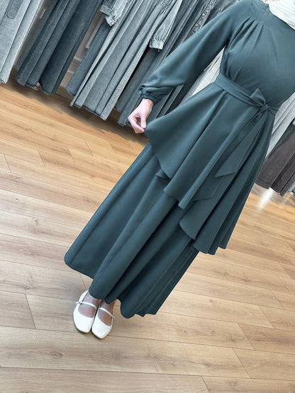 طقم بنطلون عريض و بلوز (جنزاري)