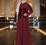 عباية مخمل ازرار خمري