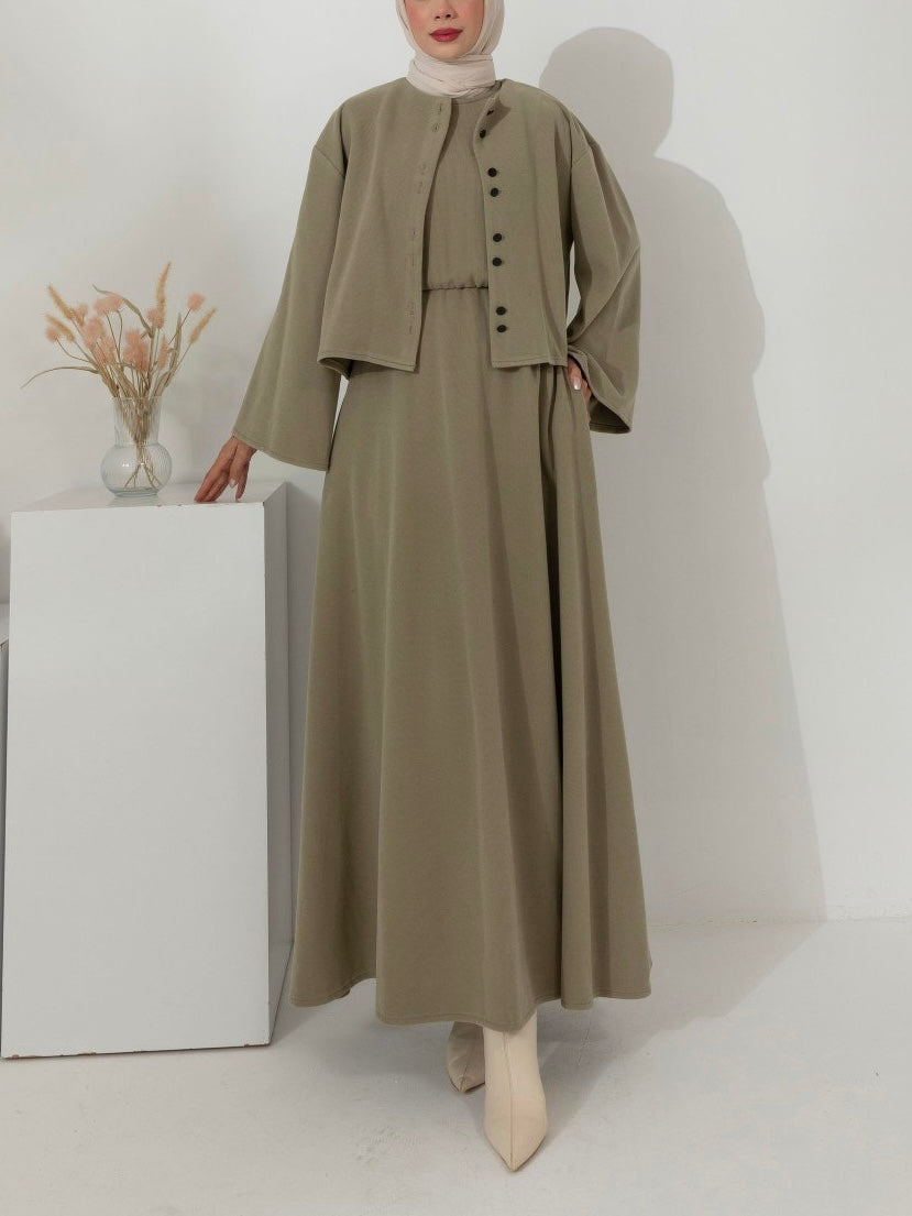 فستان مع جكيت (زيتي)