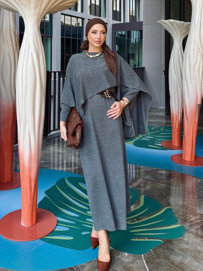 فستان مع بلوز رد عالكتف (يشمل الحزام)