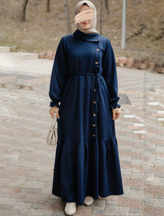 فستان ازرار جانبية