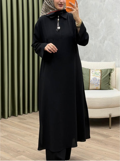 طقم قطعتين طويل اسود