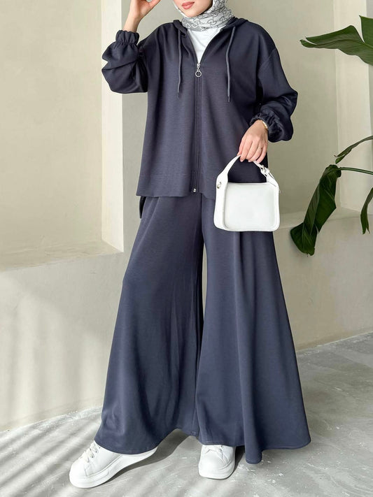 طقم بنطلون عريض مع جكيت (سكني)