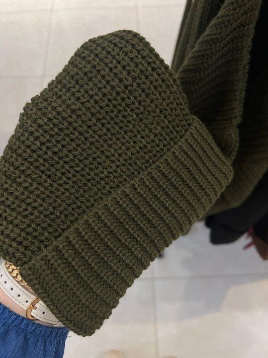 طقم صوف ثقيل تنورة (زيتي)