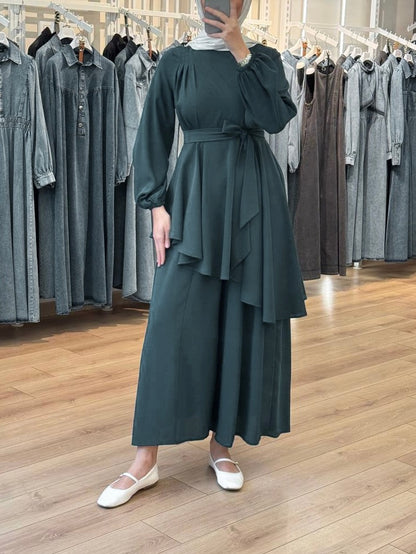 طقم بنطلون عريض و بلوز (جنزاري)