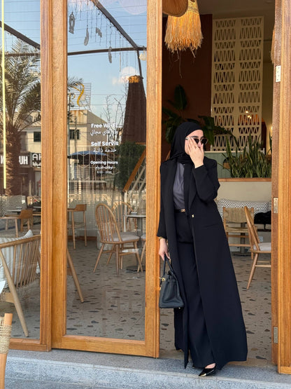 طقم جكيت رسمي طويل مع بنطلون "اسود"