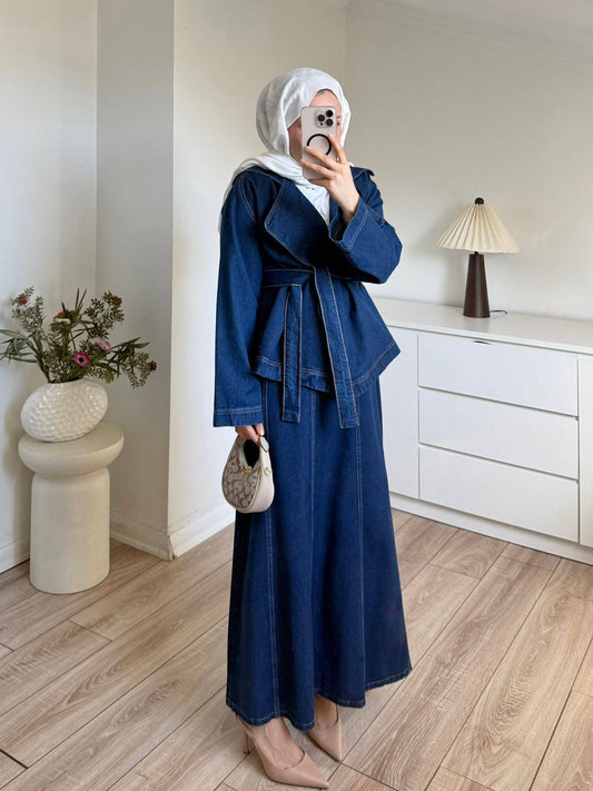 طقم جينز جكيت و تنورة