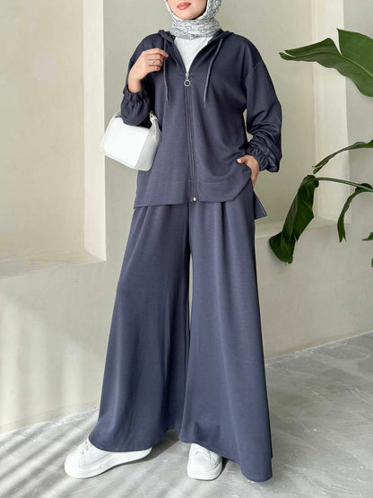 طقم بنطلون عريض مع جكيت (سكني)