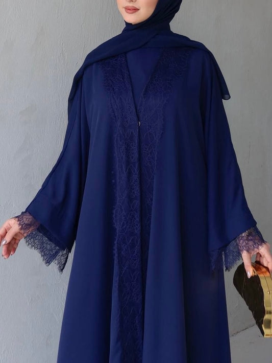 عباية مسكرة ب كبسات مع فستان ، طرف دانتيل
