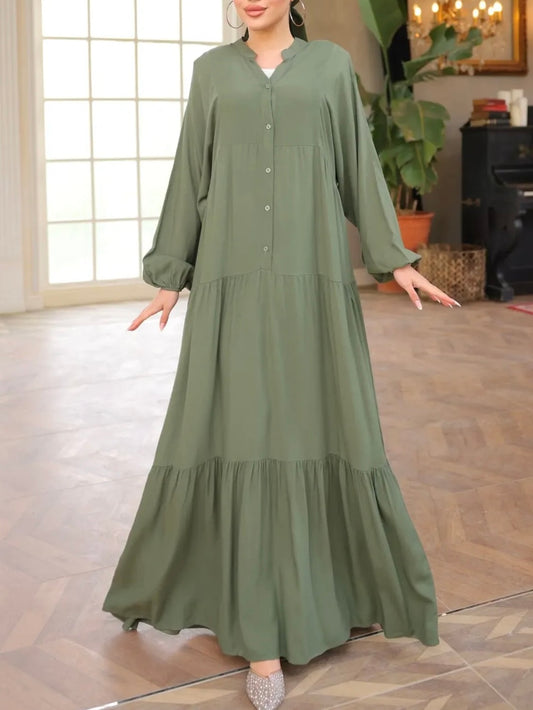 فستان فلو سادة (زيتي)