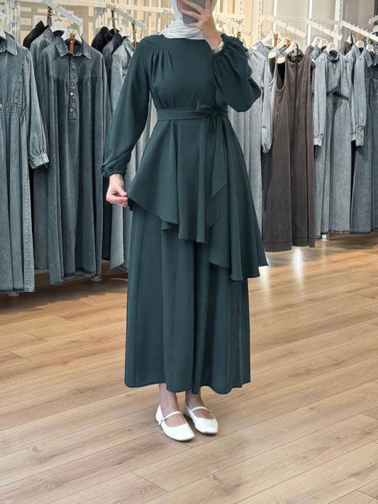 طقم بنطلون عريض و بلوز (جنزاري)