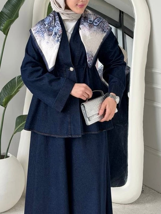 طقم ٣ قطع (جكيت و تنورة و فولار)