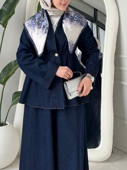 طقم ٣ قطع (جكيت و تنورة و فولار)