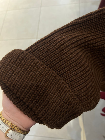 طقم صوف ثقيل تنورة (بني)