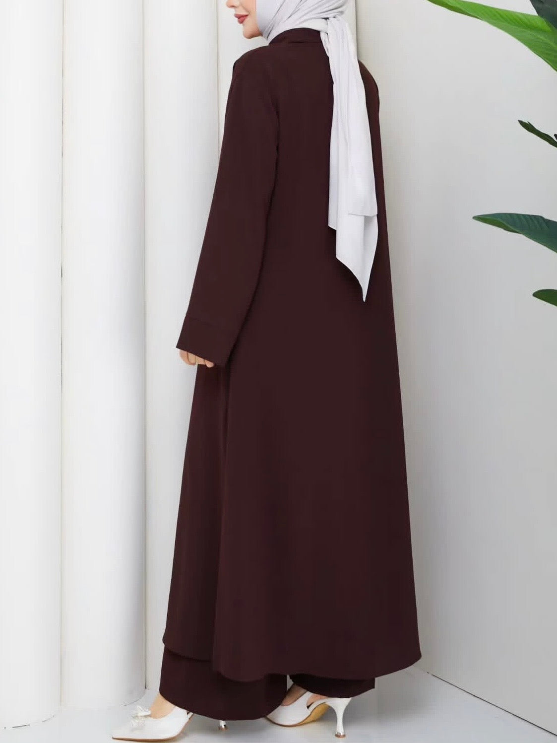 طقم قطعتين طويل بني